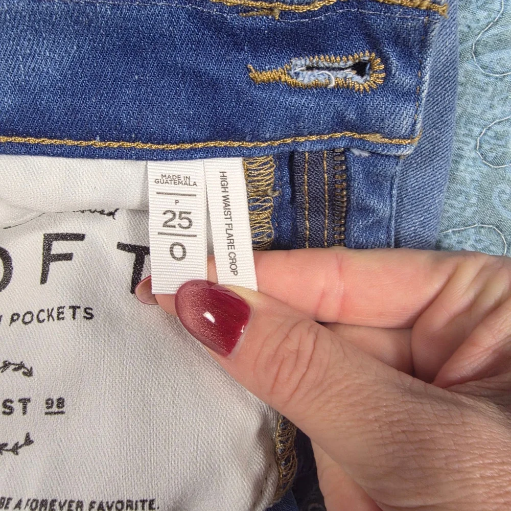 NWOT Loft High Waist Flare Crop Blue Jeans - Picture 5 of 9